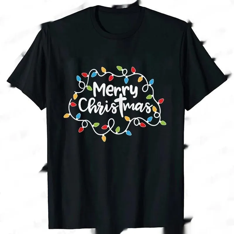 Men T-Shirt Christmas Lights Graphic Party T - 1 Style