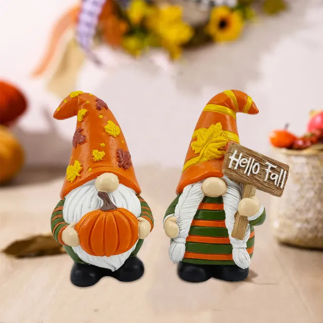 Harvest Festival Tag Maple Leaf Doll Thanksgiving Resin Crafts Autumn Ornaments 1Pair - Shop at LoveMi