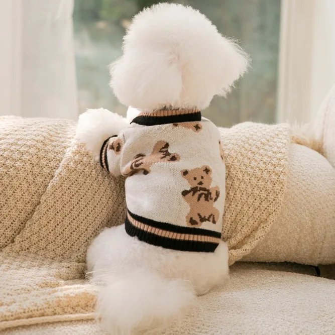 Dog Cat Sweater Preppy Style V-neck Striped Vest Pet