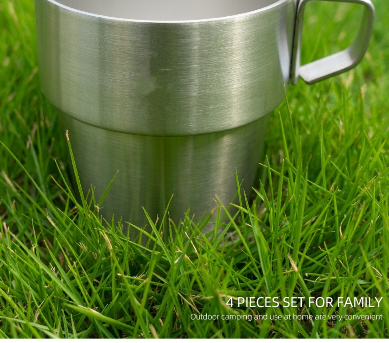 Stainless Steel Double-layer Cup 6-piece Camping Portable Set