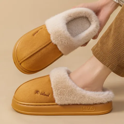 New Winter Cosy Warm Couple Style Concise Fluffy Slippers