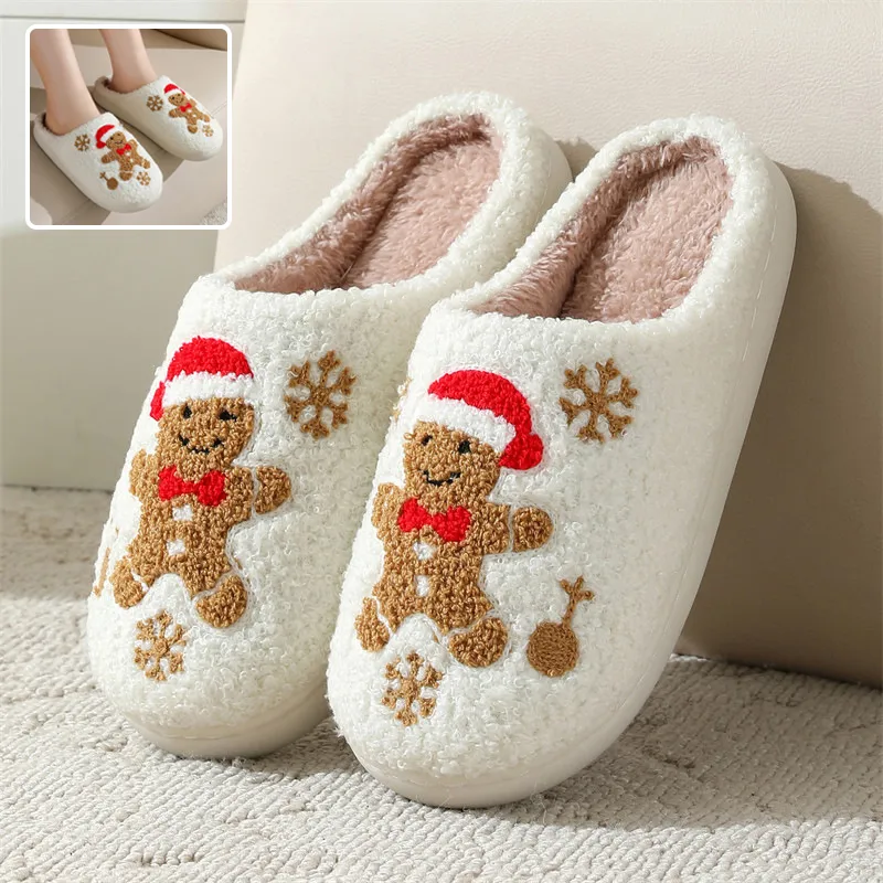 Christmas Snowflake Gingerbread Slippers Winter Indoor Non-slip Floor Bedroom