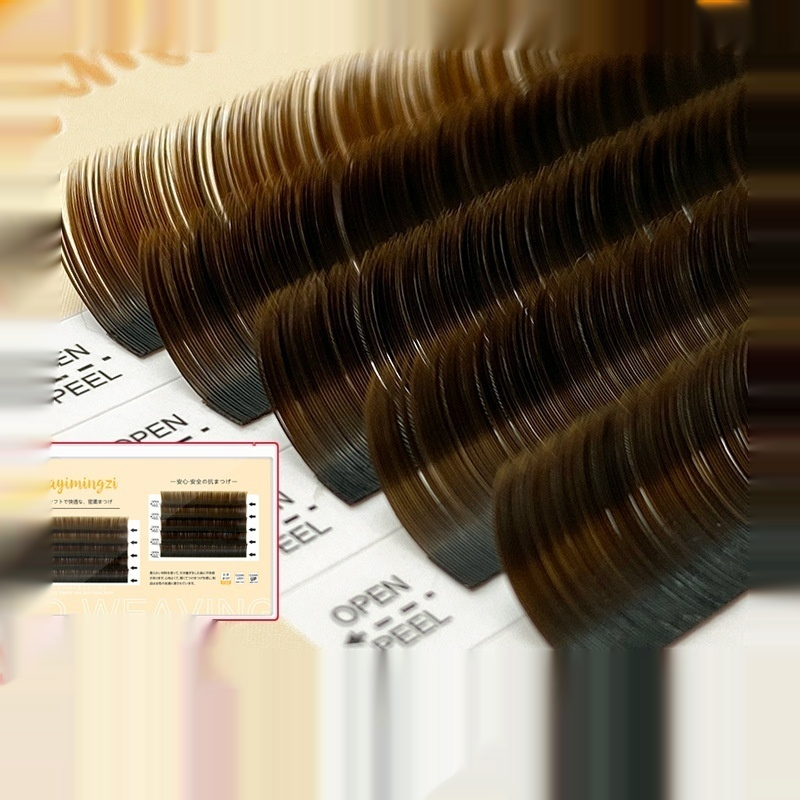 Caramel color grafted eyelashes single mink hair coffee color