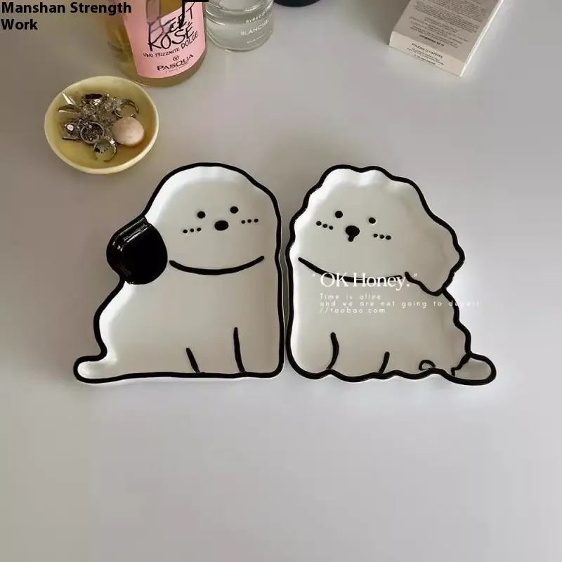 Cute Cartoon Puppy Dog Ceramic Dinner Plate Dessert