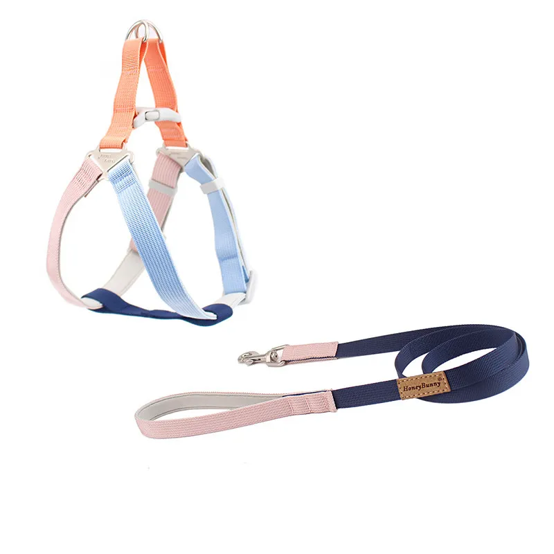 Colourful Outdoor Chest And Back Hand Holding Rope Outing Dog Leash Pet Supplies - Light Colour Suit