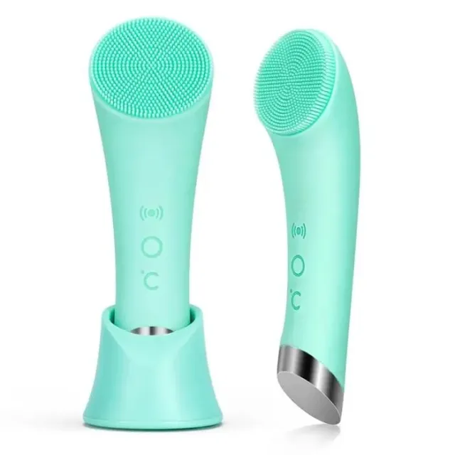 Silicone Face Cleansing Brush Facial Cleansing Brush Electric Facial Brush Vibration Heating Green - Shop at LoveMi