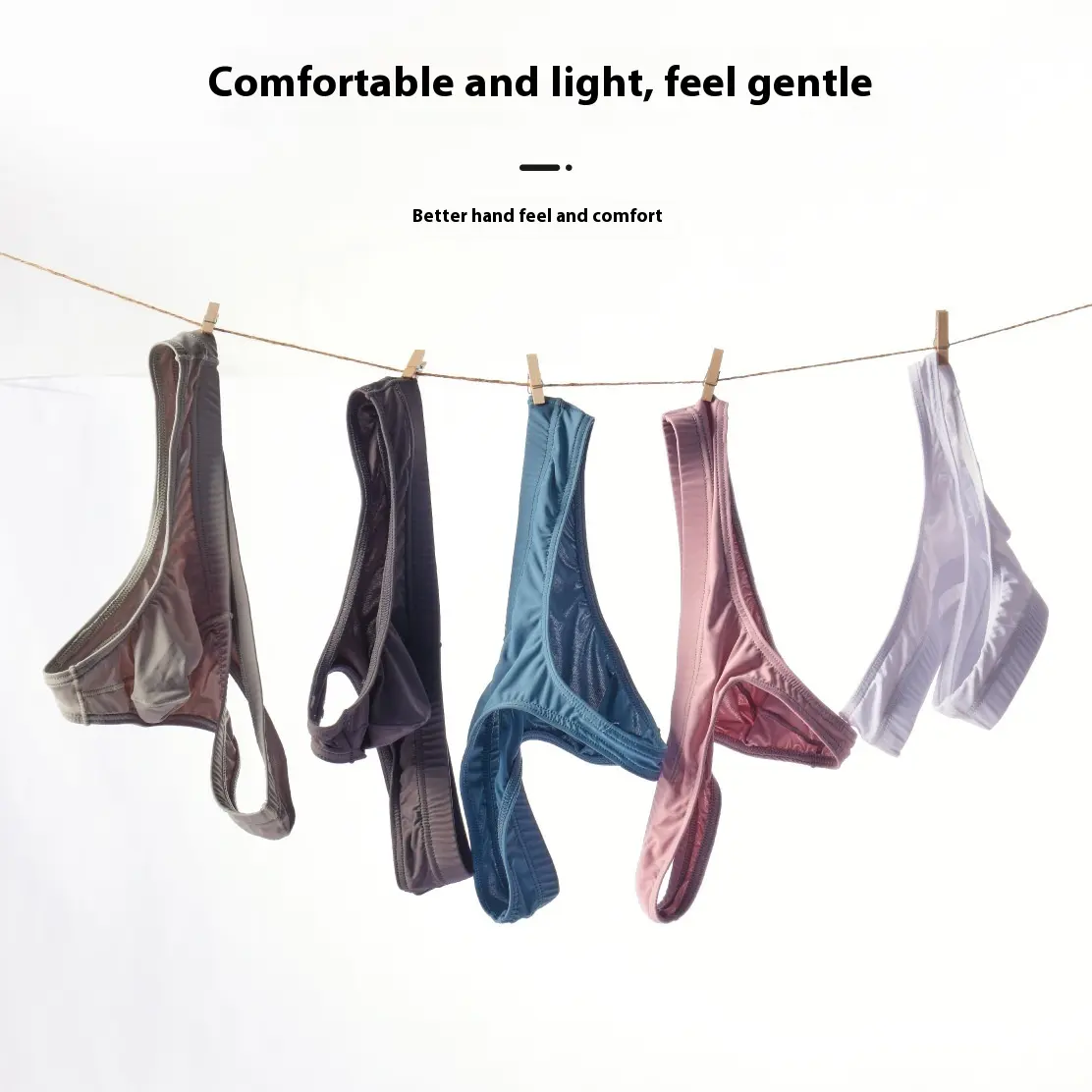 Men's Transparent Ice Silk T-shaped Panties Shorts
