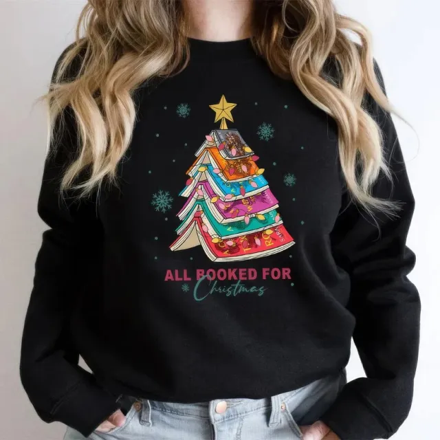 Christmas Letters Printing Casual Round Neck Sweater Black - Shop at LoveMi