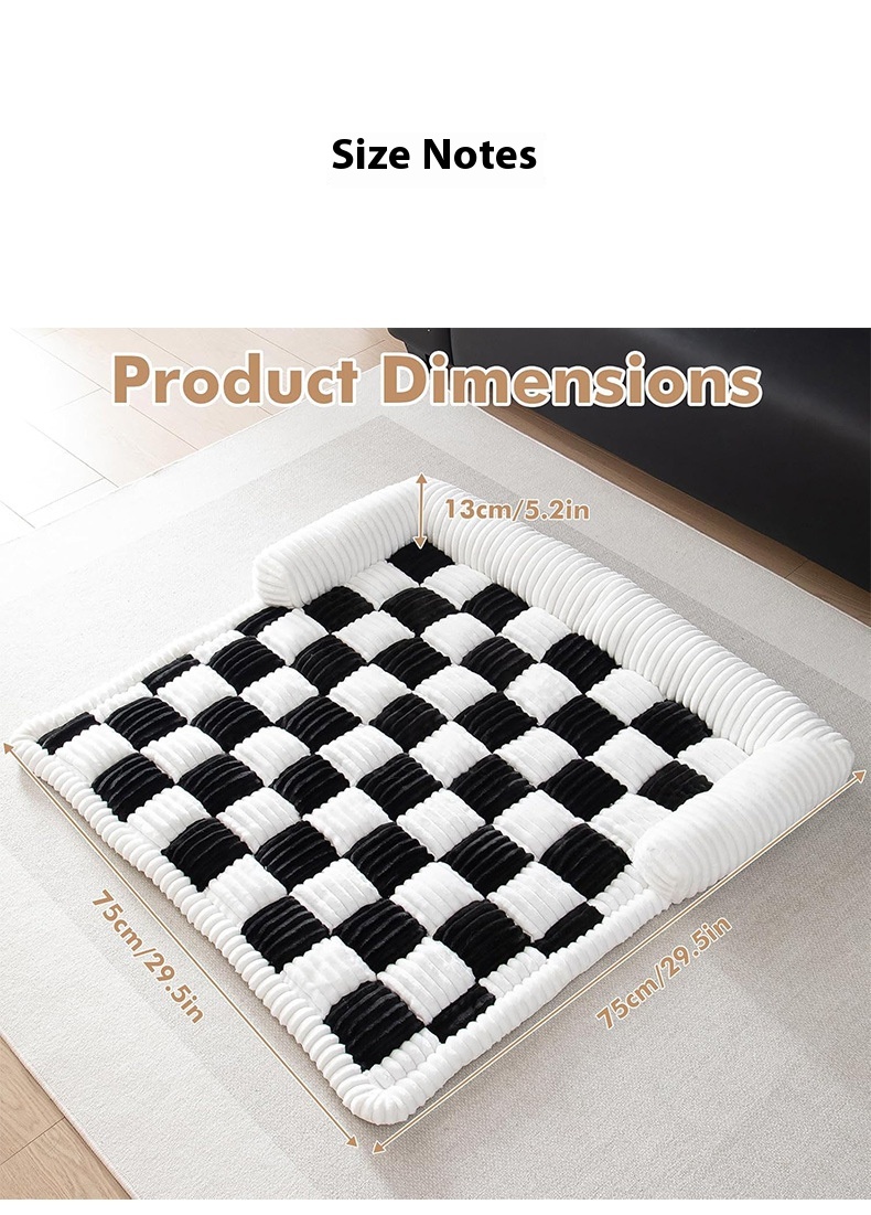 Title 2, Chessboard Grid Thickened Warm Dog Bed