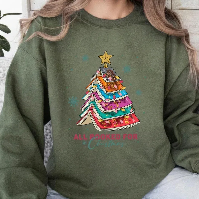 Christmas Letters Printing Casual Round Neck Sweater - Dark Green