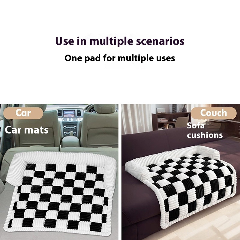 Title 4, Chessboard Grid Thickened Warm Dog Bed