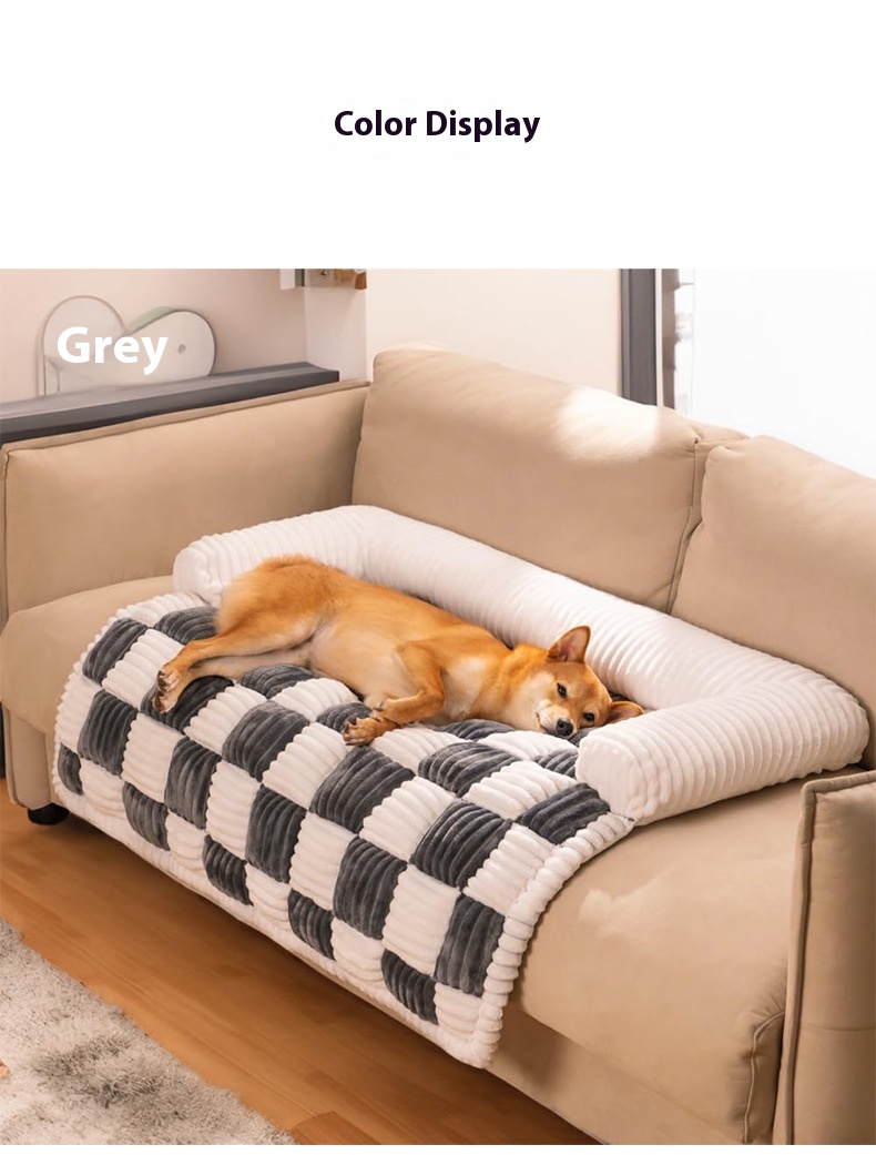 Title 5, Chessboard Grid Thickened Warm Dog Bed