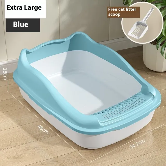 Litter Box Oversized Semi enclosed Cat Toilet Anti splash Cat Poop Basin Nordic Blue Large - Shop at LoveMi