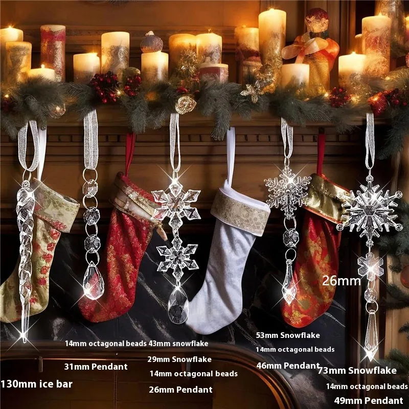 Christmas Crystal Lighting Snowflake Ice Cone Pendant - Snowflake Beads String Suit