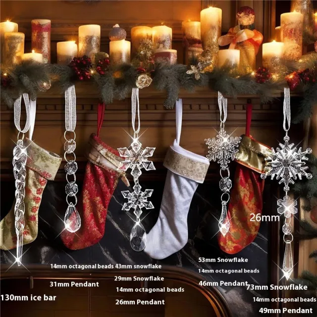 Christmas Crystal Lighting Snowflake Ice Cone Pendant Snowflake Beads String Suit - Shop at LoveMi