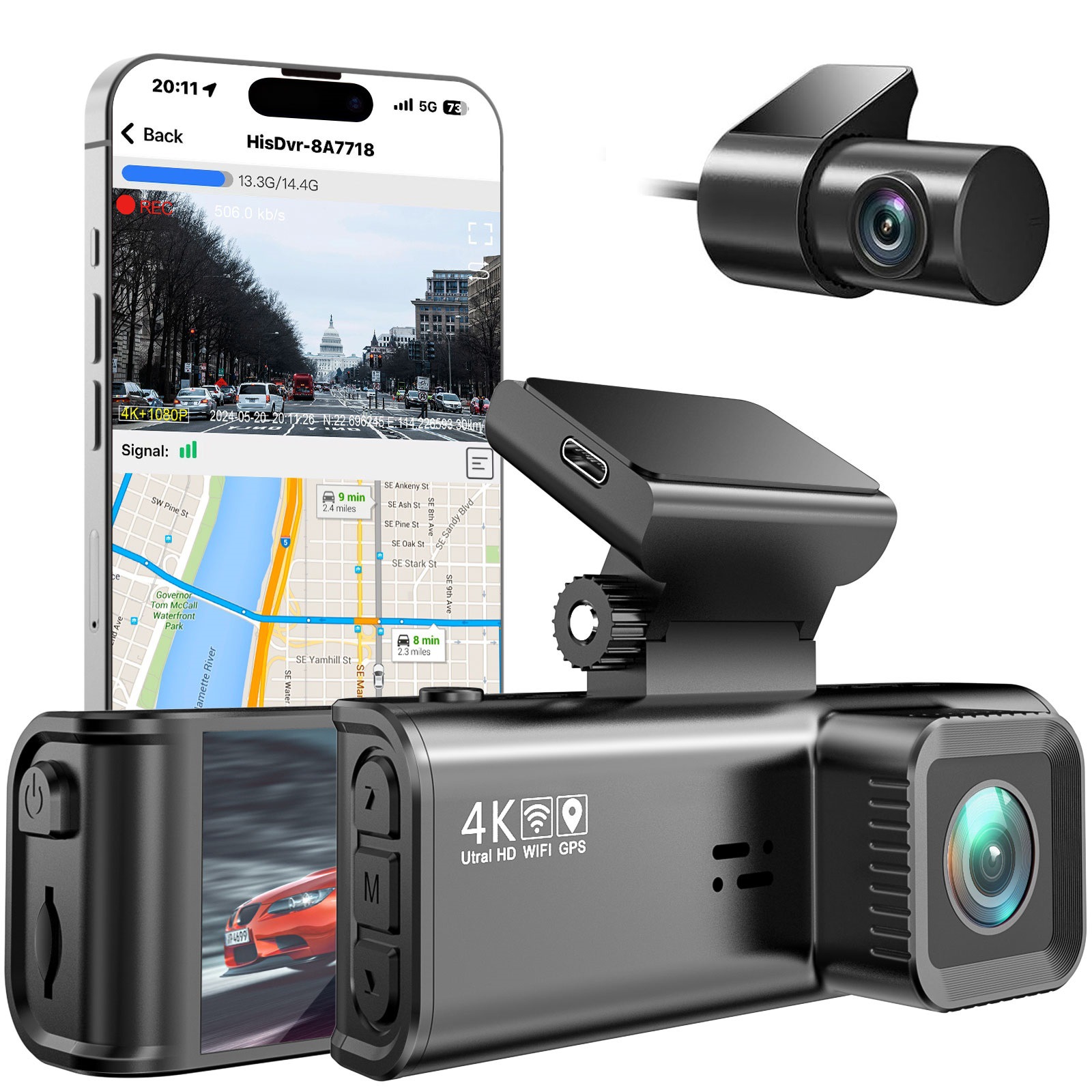 Title 5, 4K Driving Recorder GPS Positioning