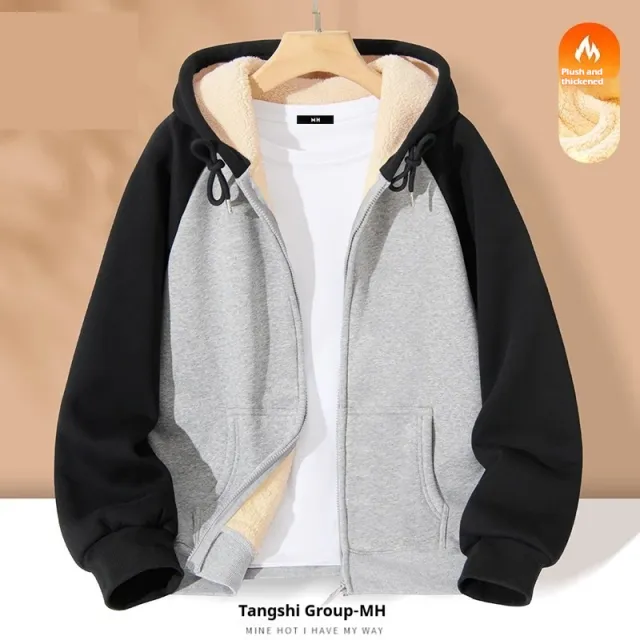 New Contrast Color Women's Clothing Winter Fleece lined Casual Cardigan Coat Outerwear Women Black - Shop at LoveMi