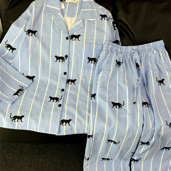 Cotton Pajamas Korean Style Cotton Homewear Can Be Worn Outside Simple Set