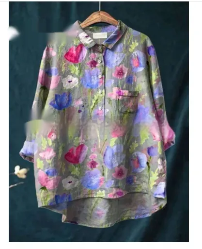Loose Print Crew Neck Casual Plus Size Women's T shirt Style 1 - Shop at LoveMi