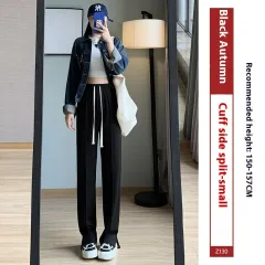 Sports Straight Loose Casual Slit Wide Leg Pants - Black Ninth - View 1
