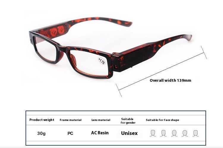 Title 8, Led Enlarged Reading Presbyopic Glasses