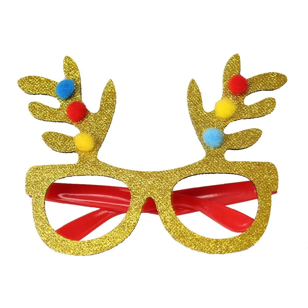 2025Golden Glasses Christmas Day Party Decoration - Golden Tape Cotton Ball