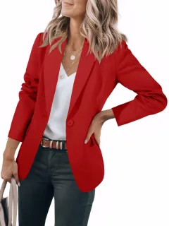 Women's Long Sleeve Solid Colour Polo Collar Small Suit Jacket - G76Z277-M - View 1