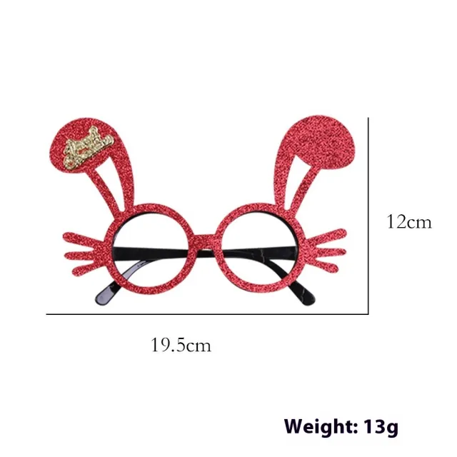 2025Golden Glasses Christmas Day Party Decoration Rabbit Ears Glasses Red - Shop at LoveMi