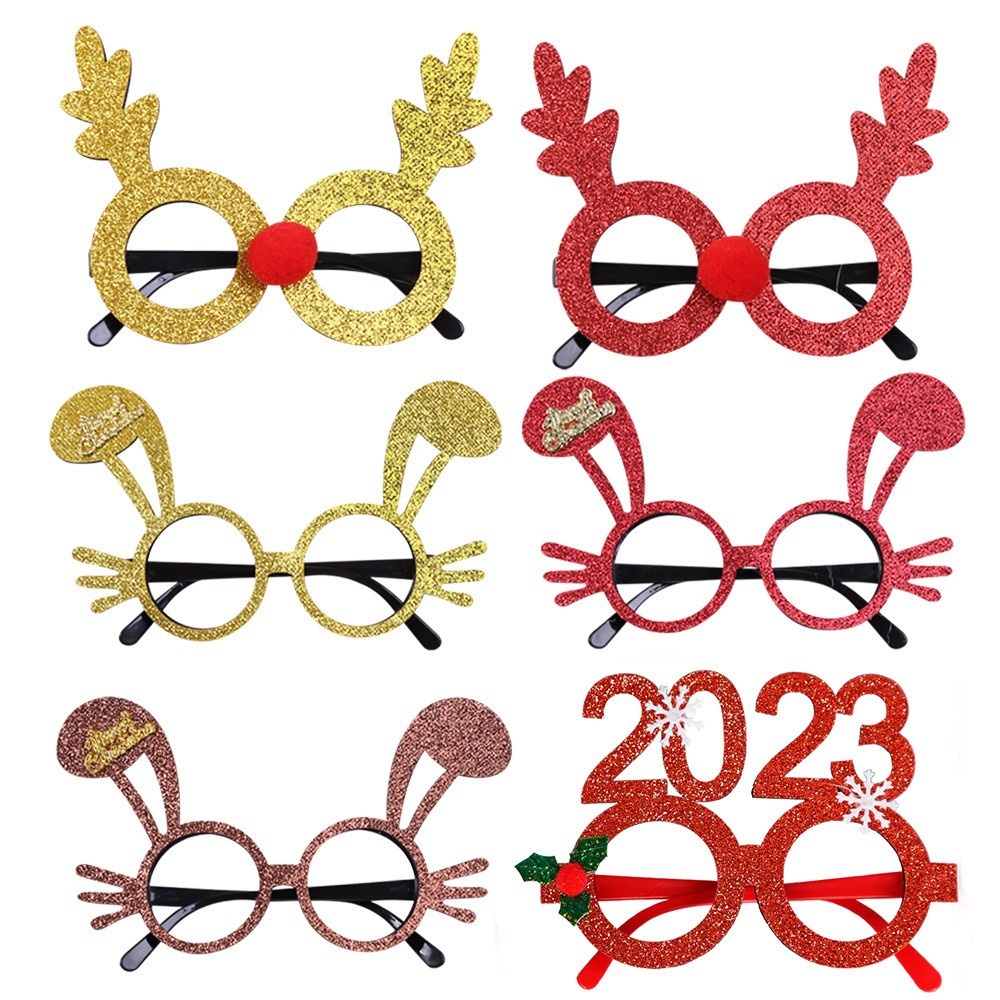 Title 16, 2025Golden Glasses Christmas Day Party Decoration