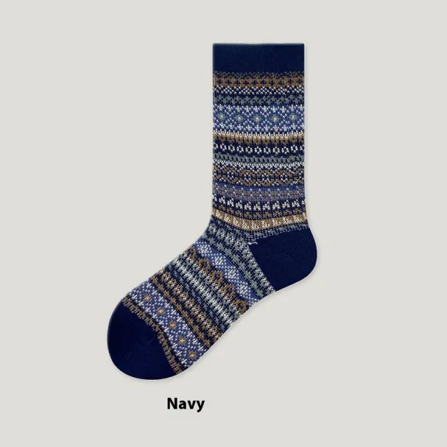 American Retro Combed Cotton Women's Mid Tube Socks Navy - Shop at LoveMi