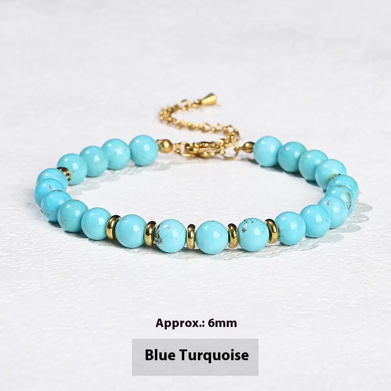 7A Natural Black Agate  Crystal Round Beads Stainless Steel Bracelet