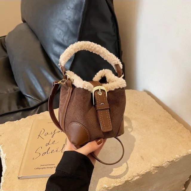 Crossbody Bags Women Shoulder Bag Casual Retro Plush Bag Versatile Plush Designer Bags Purse And Handbags Female Bags Coffee - Shop at LoveMi