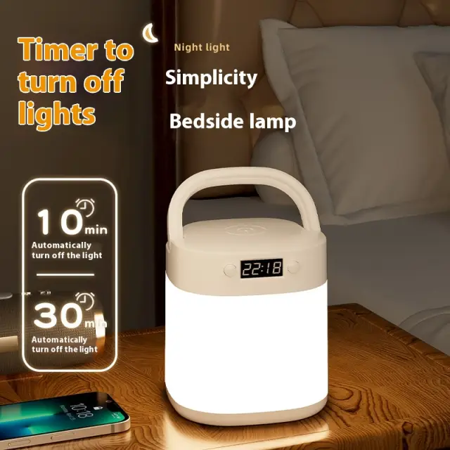 Rechargeable Table Lamp With Built-In LED Clock