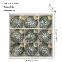 8cm Boutique PET Transparent Painted Christmas Ball Pendant - Yellow Green - View 1