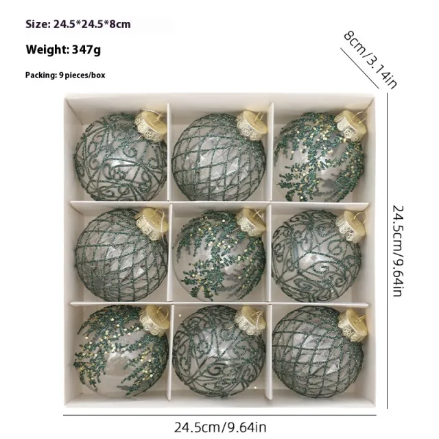 8cm Boutique PET Transparent Painted Christmas Ball Pendant Yellow Green - Shop at LoveMi