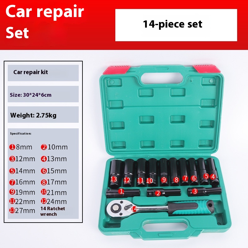 Auto Repair Chrome Vanadium Steel Spanner Set Multi-function Tool Kit – 14 piece set