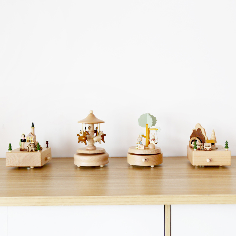 34c6e7b1 23c5 4143 86f8 34113fc58540 - Wooden Music Box Music Box Creative Home Decoration Gifts Children's Birthday Gifts Carousel Swing Rabbit