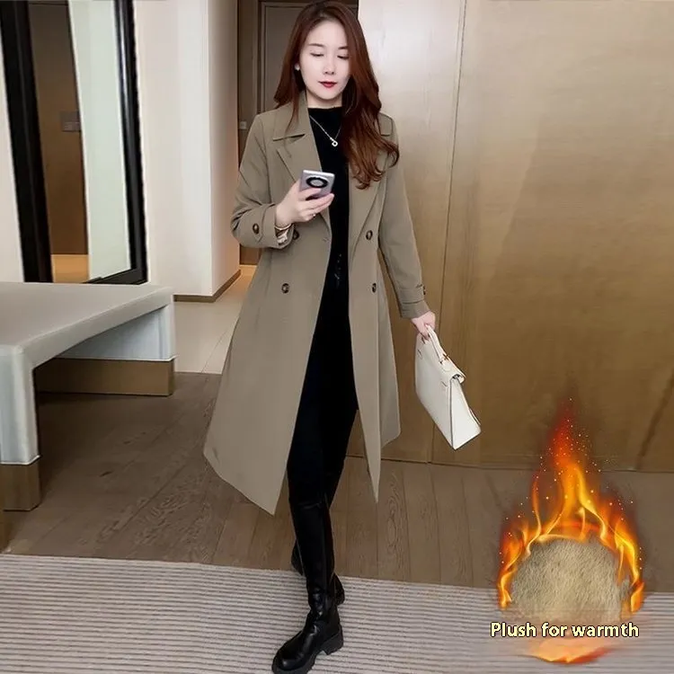 Korean Style Elegant Elegant Graceful Trench Coat - Khaki