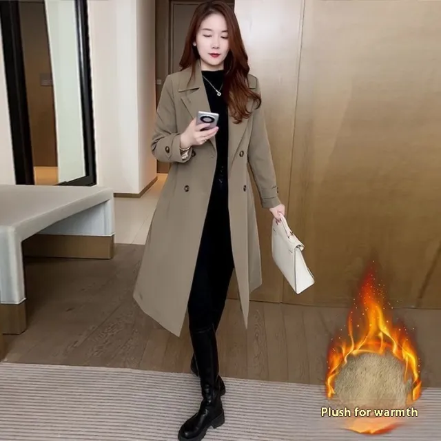 Korean Style Elegant Elegant Graceful Trench Coat Khaki - Shop at LoveMi