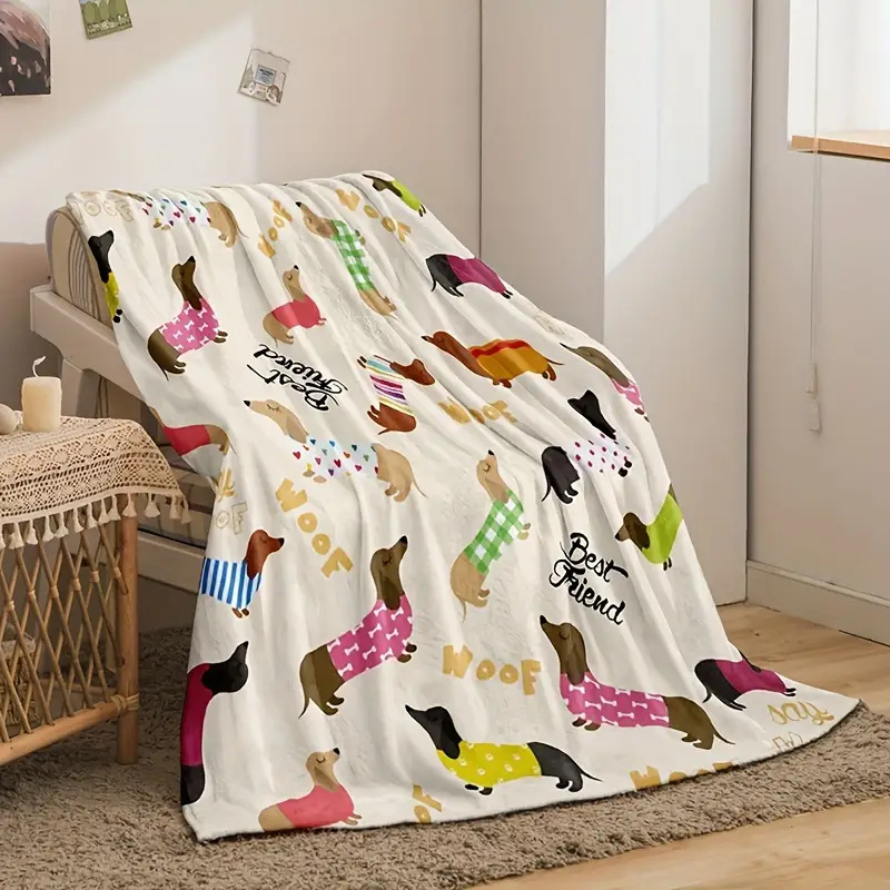 Title 8, Dachshund Blanket Flannel Square Cover Blanket