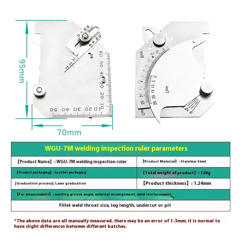 Cam-type Fillet Gauge Stainless Steel Welding Inspecting Ruler