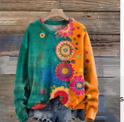Women's Printed Drop-shoulder Sweater - 9 Style