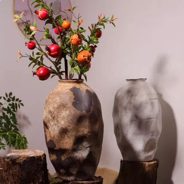 Wabi Sabi Style Retro Vase Decoration On The Ground