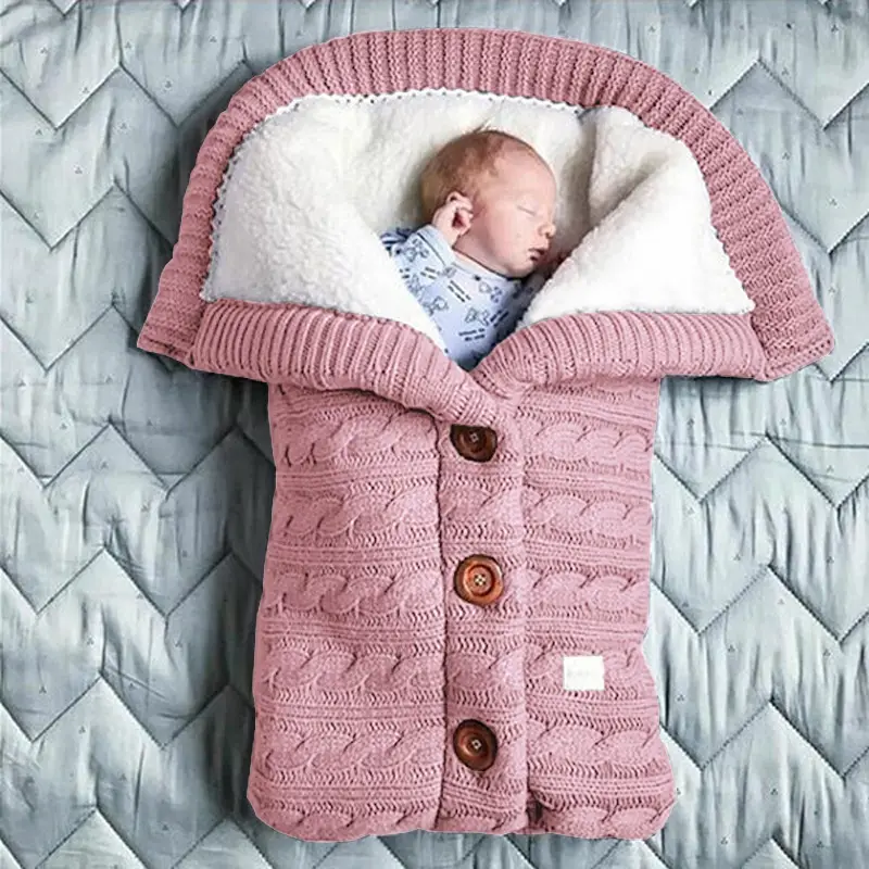 Sleeping Bag Swaddling Stroller Sleeping Bag Button Sleeping Bag Fleece-lined Extra Thick Anti-kick Quilt