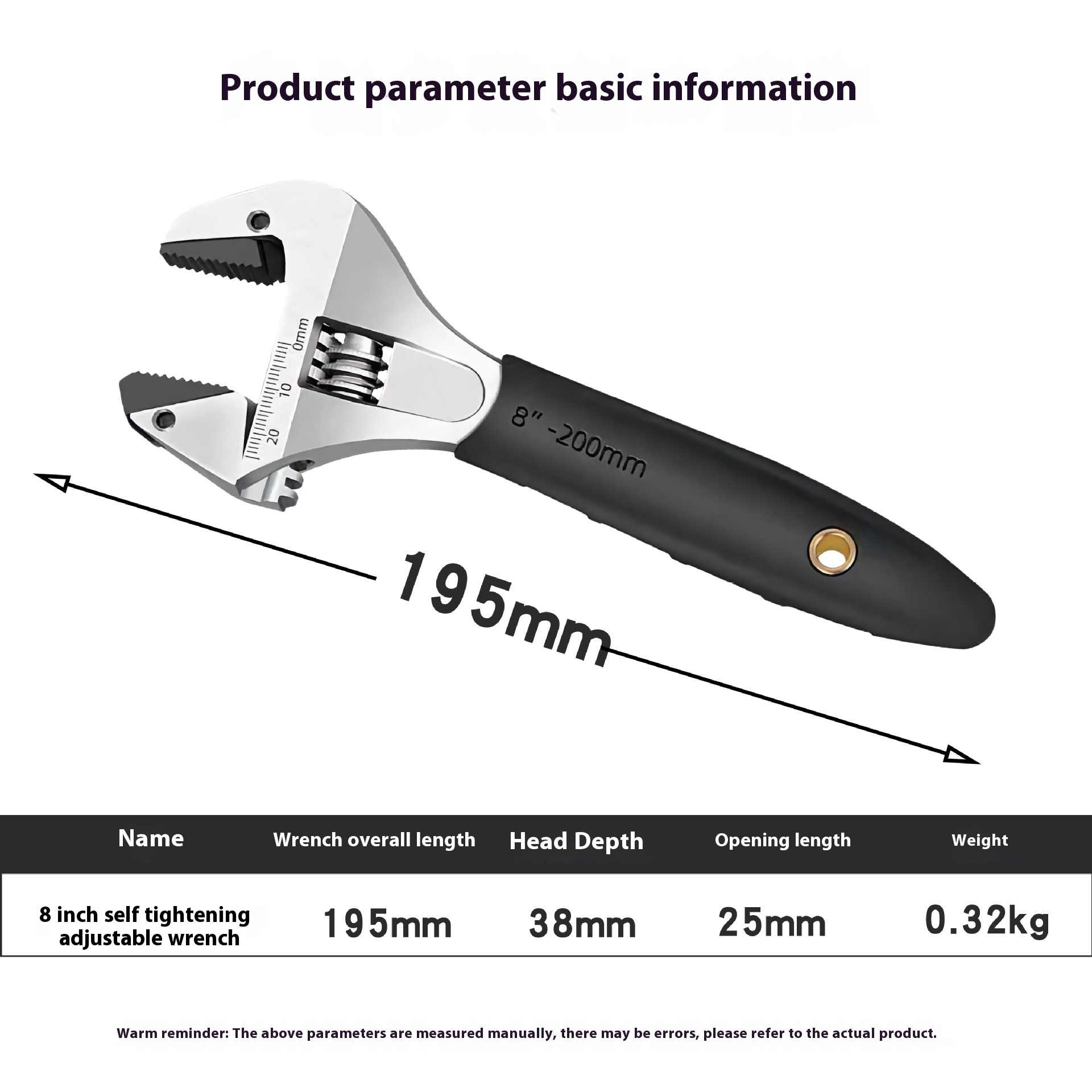 Title 5, Large Open Adjustable Wrench Universal Short Ha...