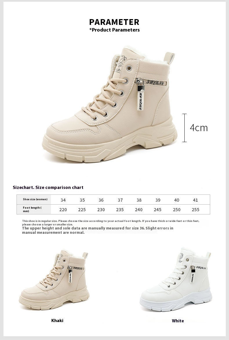 Title 1, Fleece-lined Warm High-top Platform Side Zipper...