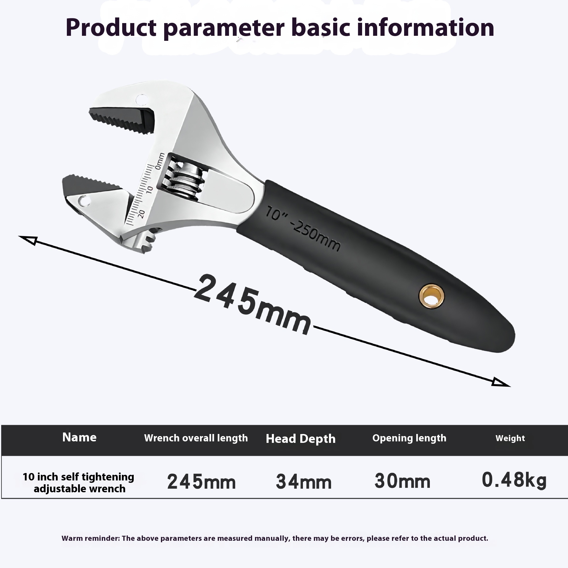 Title 4, Large Open Adjustable Wrench Universal Short Ha...