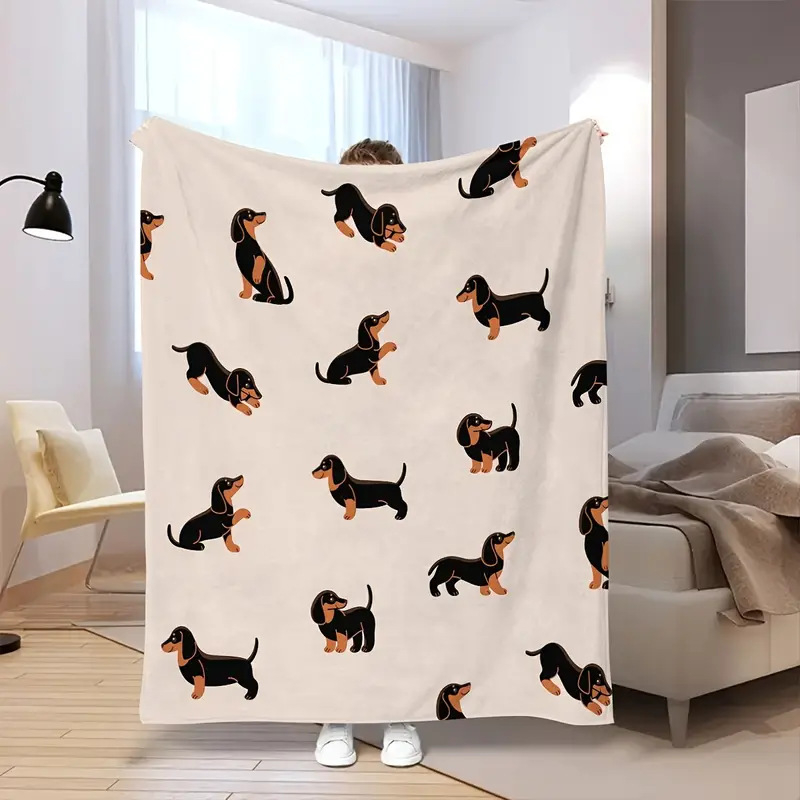 Title 1, Dachshund Blanket Flannel Square Cover Blanket