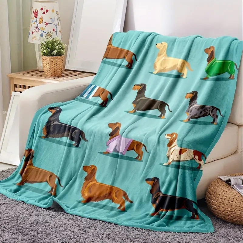 Title 2, Dachshund Blanket Flannel Square Cover Blanket