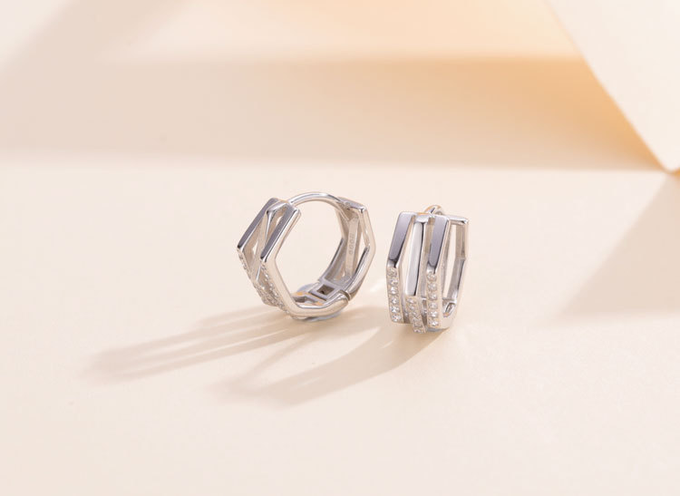 S999 Silver Fashion Simple Geometric Three-ring Ear Clip